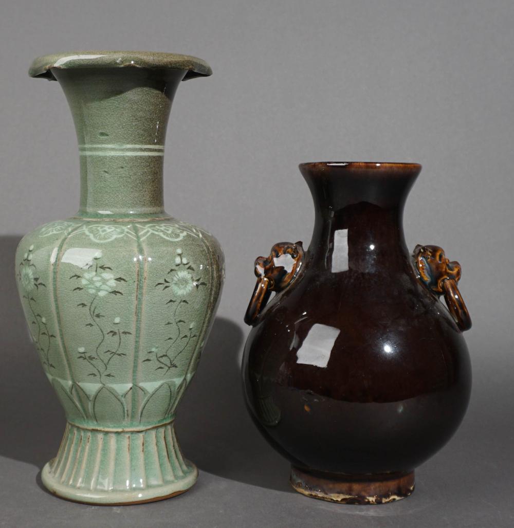 KOREAN CELADON VASE AND A CHINESE