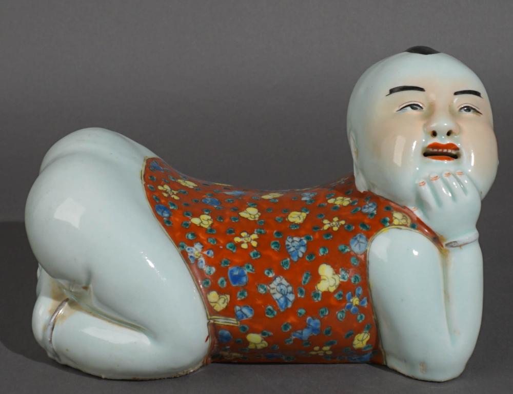 CHINESE PORCELAIN FIGURAL PILLOW,