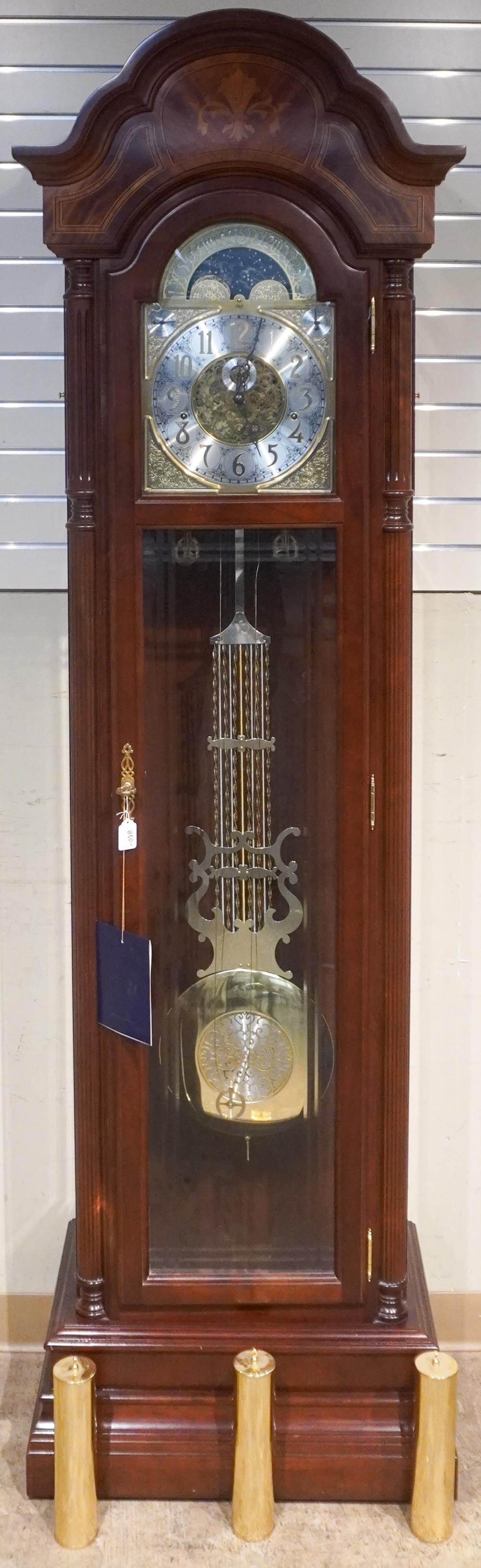 SLIGH INLAID MAHOGANY TALL CASE CLOCK,