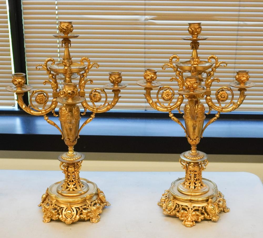 PAIR OF LOUIS XV STYLE ORMOLU FIVE LIGHT 2e81be