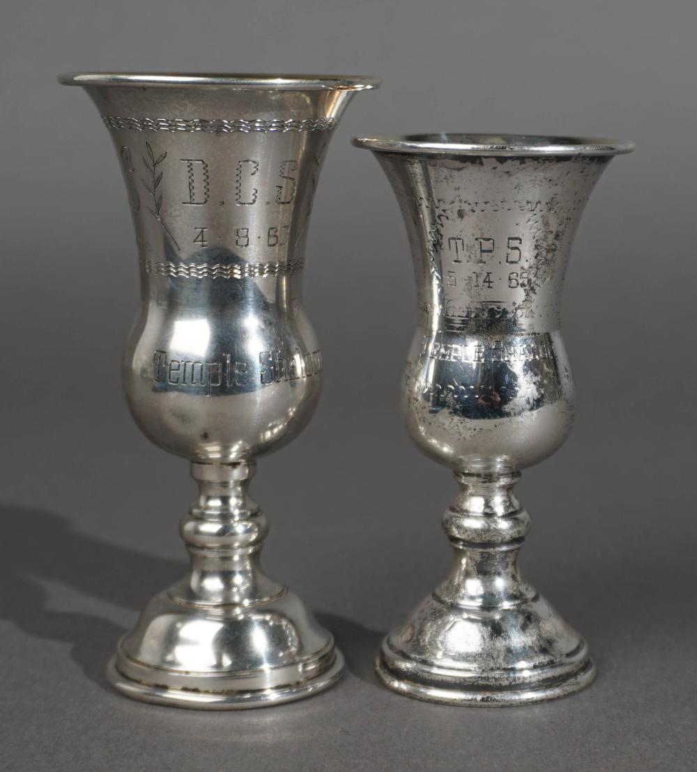TWO STERLING SILVER KIDDUSH CUPS,