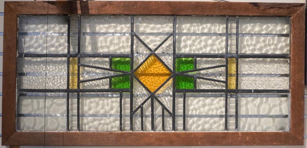 LEADED GLASS WINDOW PANEL, FRAME: