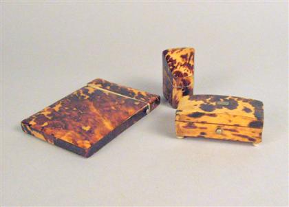 Three miniature tortoiseshell boxes