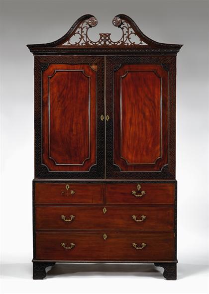 English mahogany linen press  