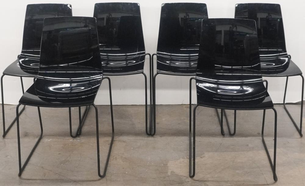 SET OF SIX CONTEMPORARY BLACK ACRYLIC