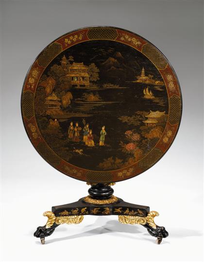 Regency style japanned and parcel-gilt