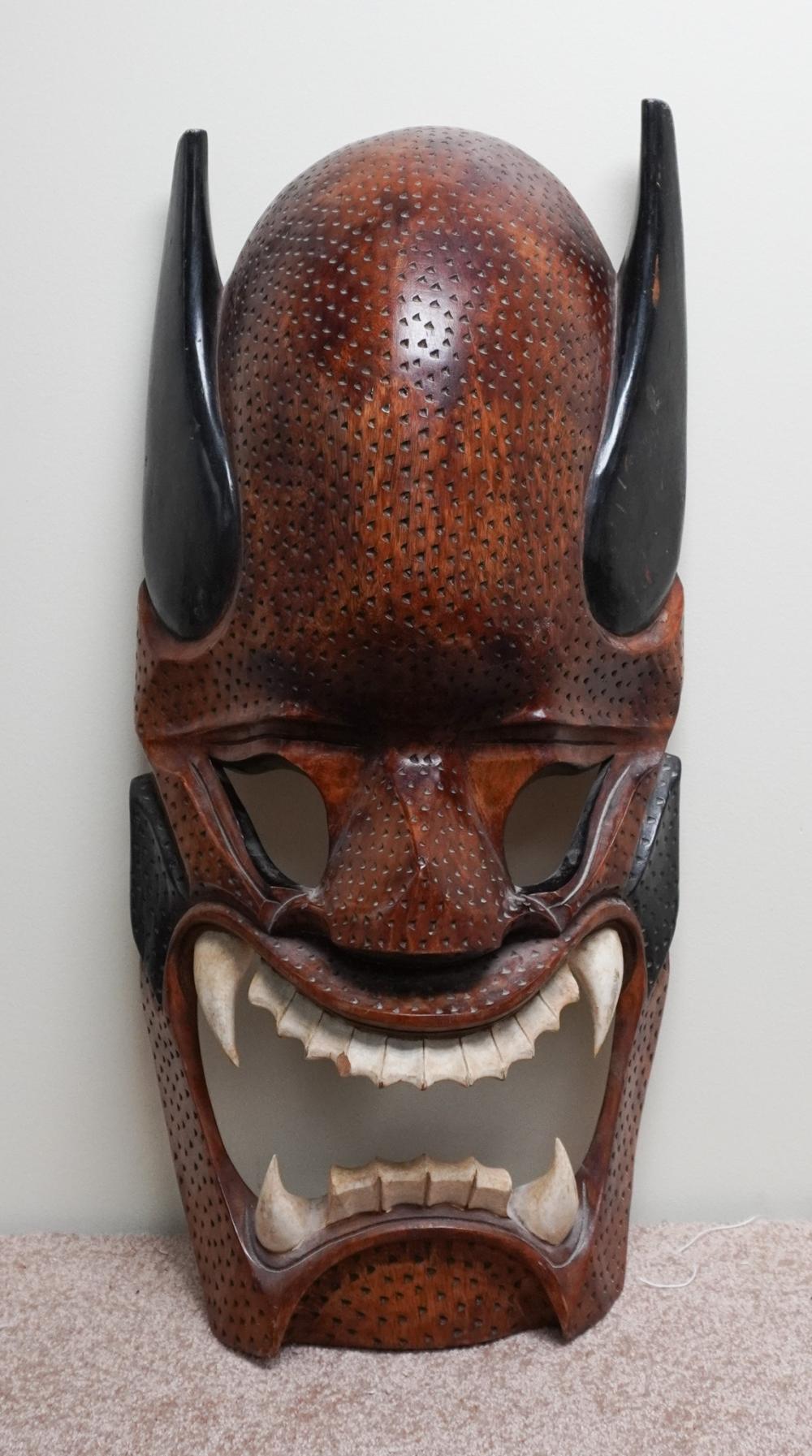 SOUTHEAST ASIAN CARVED WOOD MASK,