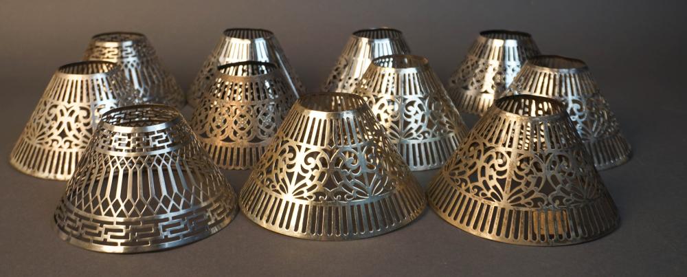 GROUP OF SILVERPLATE LAMPSHADES,