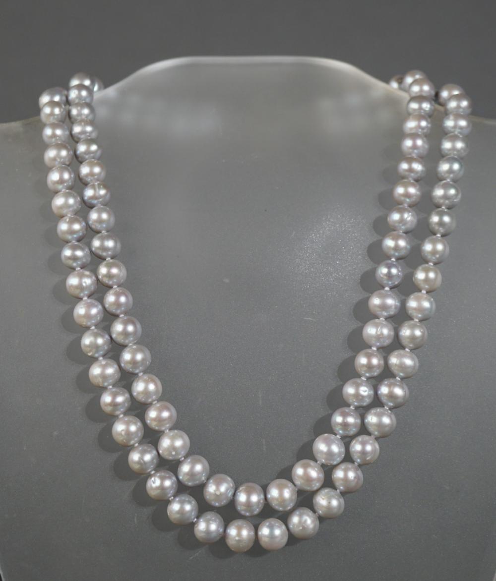 SILVER AND GRAY PEARL DOUBLE STRAND