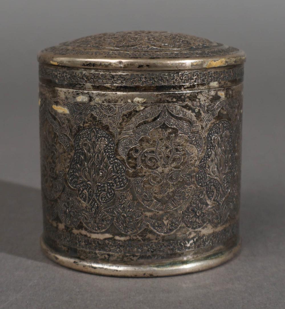 PERSIAN CHASED 840 SILVER CANISTER  2e8444