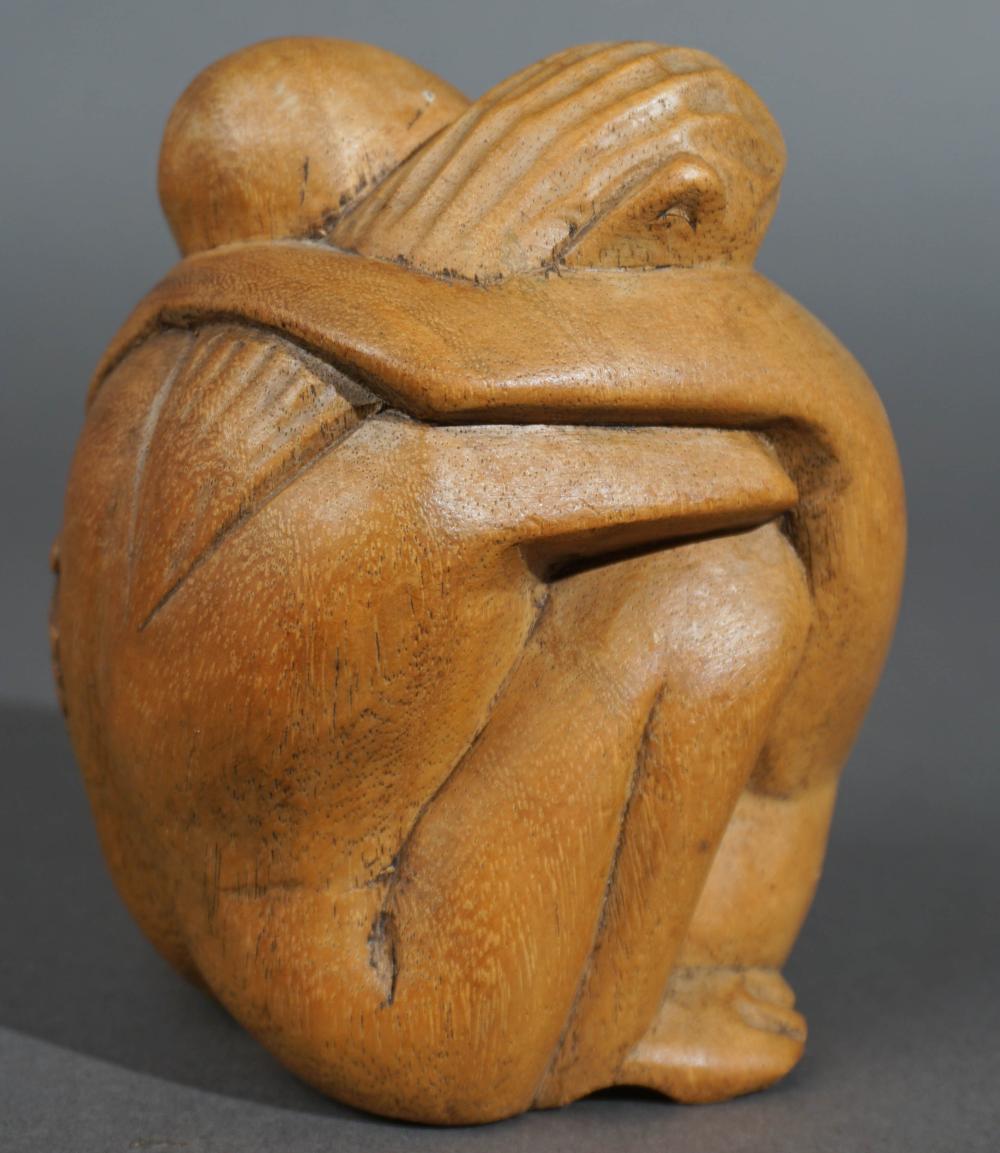 CONTEMPORARY CARVED WOOD SCULPTURE OF