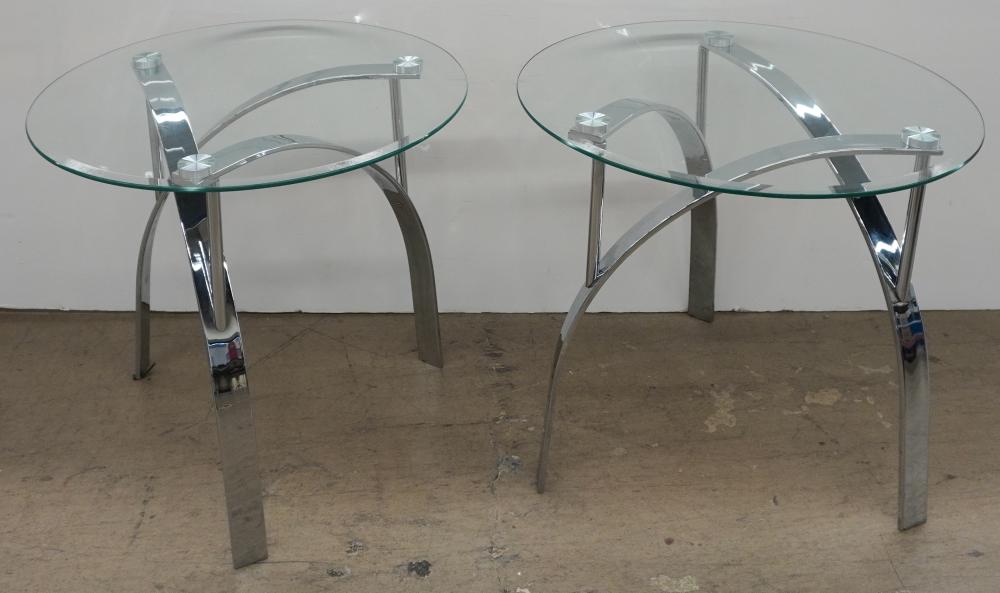 PAIR CONTEMPORARY CHROME AND GLASS 2e84d0