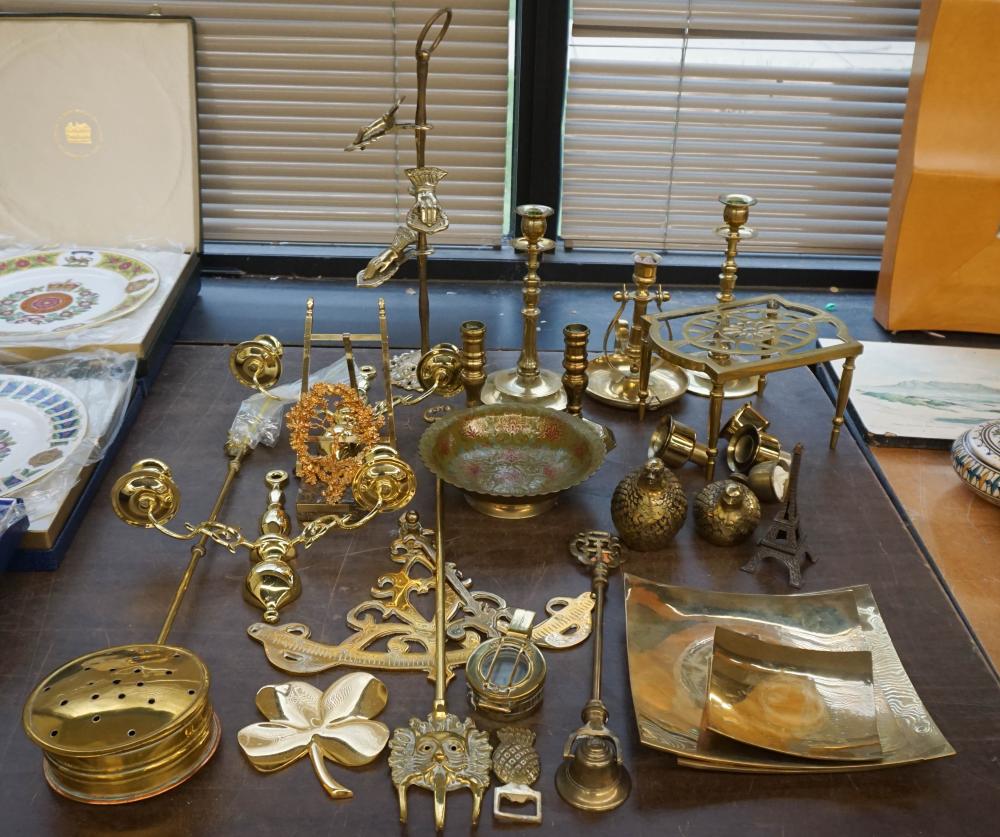 COLLECTION OF BRASS AND OTHER TABLE