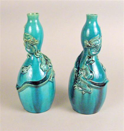 Pair of Chinese turquoise glazed 4a6ea