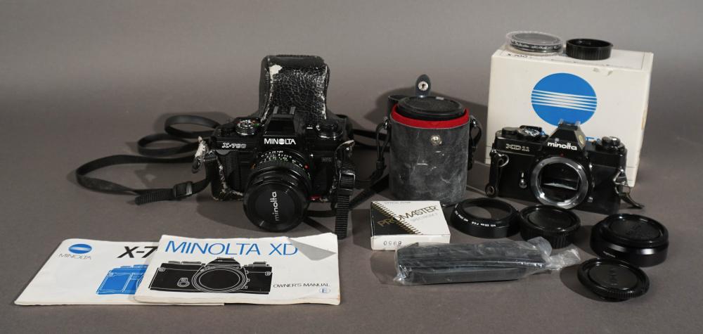 TWO MINOLTA X700 SLR CAMERAS WITH
