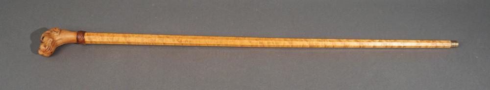 CARVED WOOD DOG DECORATED CANE  2e8575