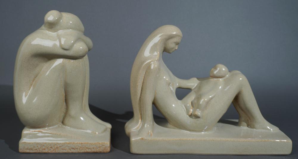 TWO HAEGER GLAZED POTTERY FIGURINES,