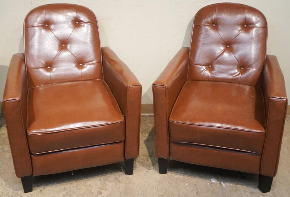 PAIR BROWN VINYL RECLINERSPair 2e85b7