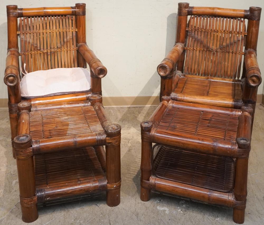 PAIR BAMBOO ARMCHAIRS AND PAIR 2e85cc
