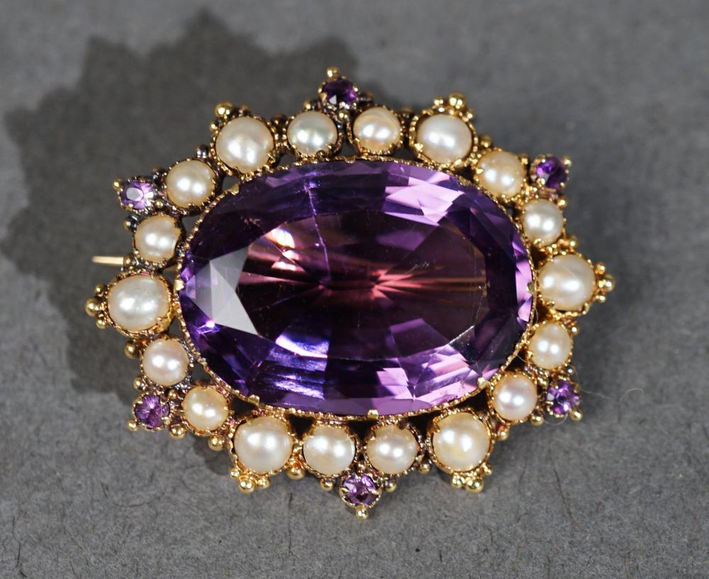 TESTED 18-KARAT YELLOW-GOLD, AMETHYST