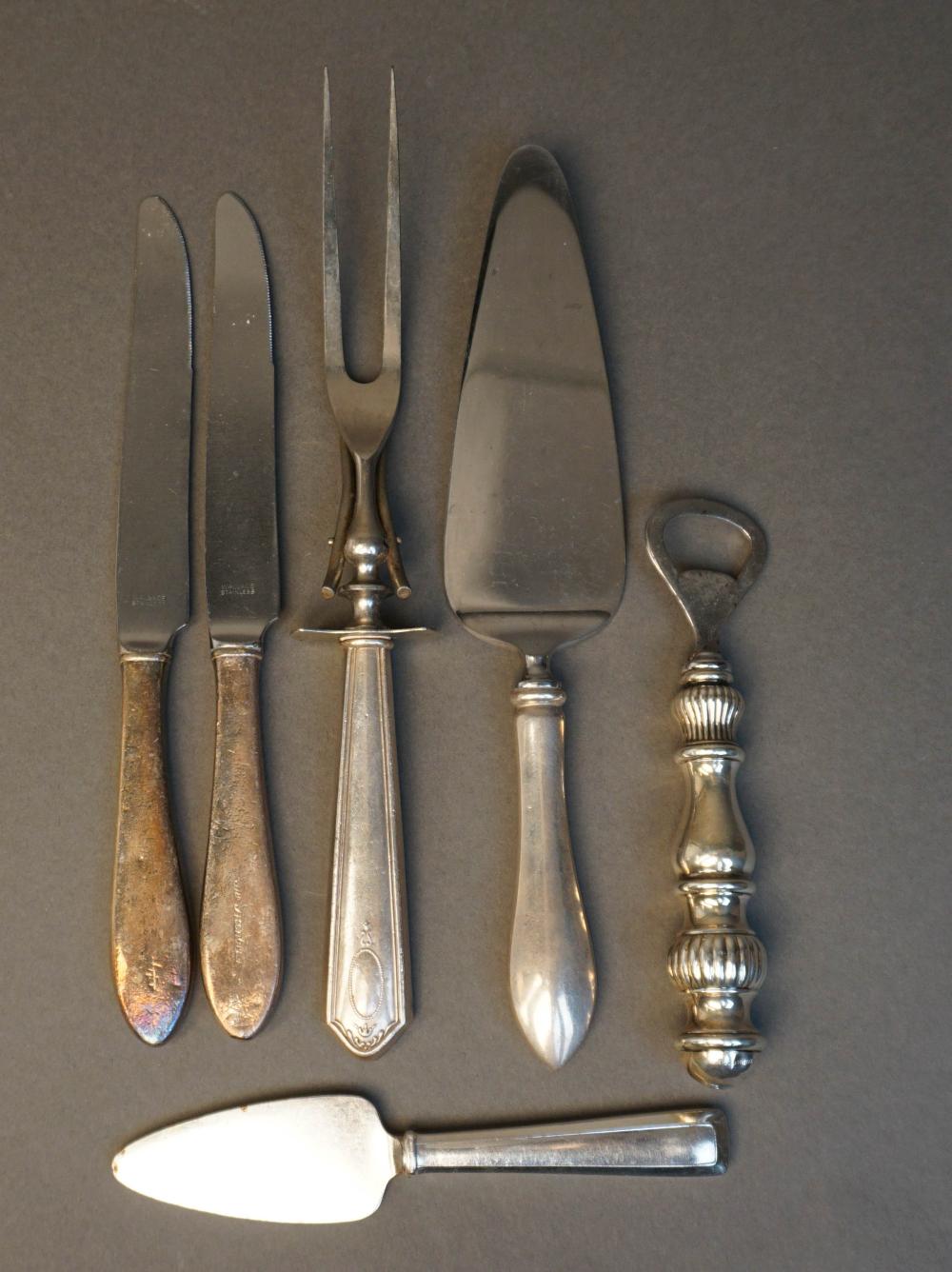 SIX STERLING SILVER HANDLE SERVING