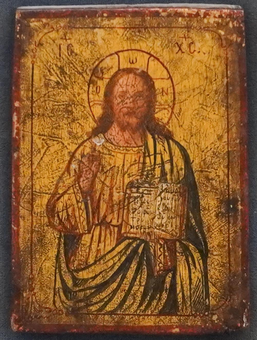GREEK FRAMED PAINTED WOOD ICON,