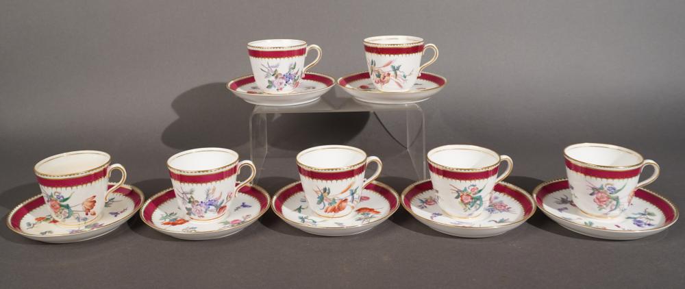 SET OF SEVEN COPELAND FLORAL DECORATED 2e86df