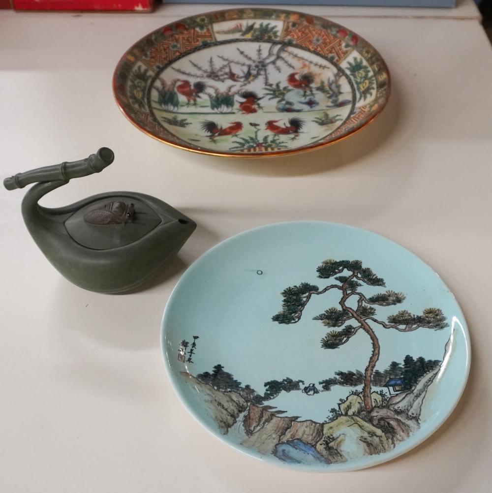 TWO CHINESE PLATES AND JAPANESE