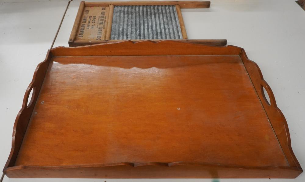 MAHOGANY GALLERIED TWO-HANDLE TRAY