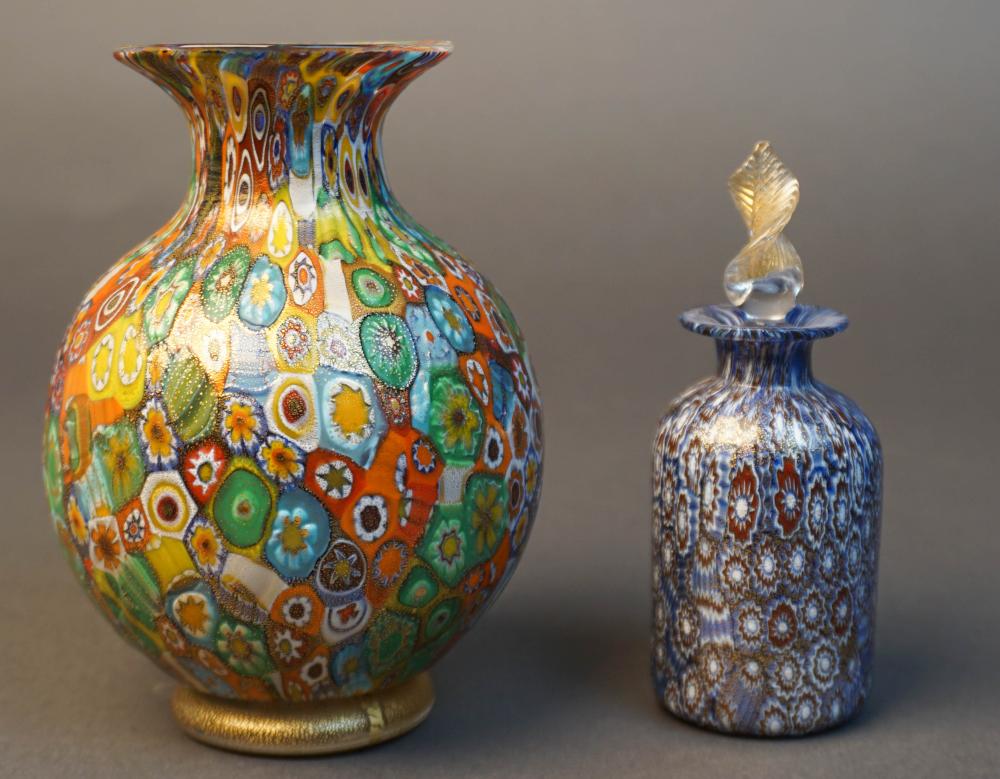MURANO GLASS VASE AND A PERFUME,