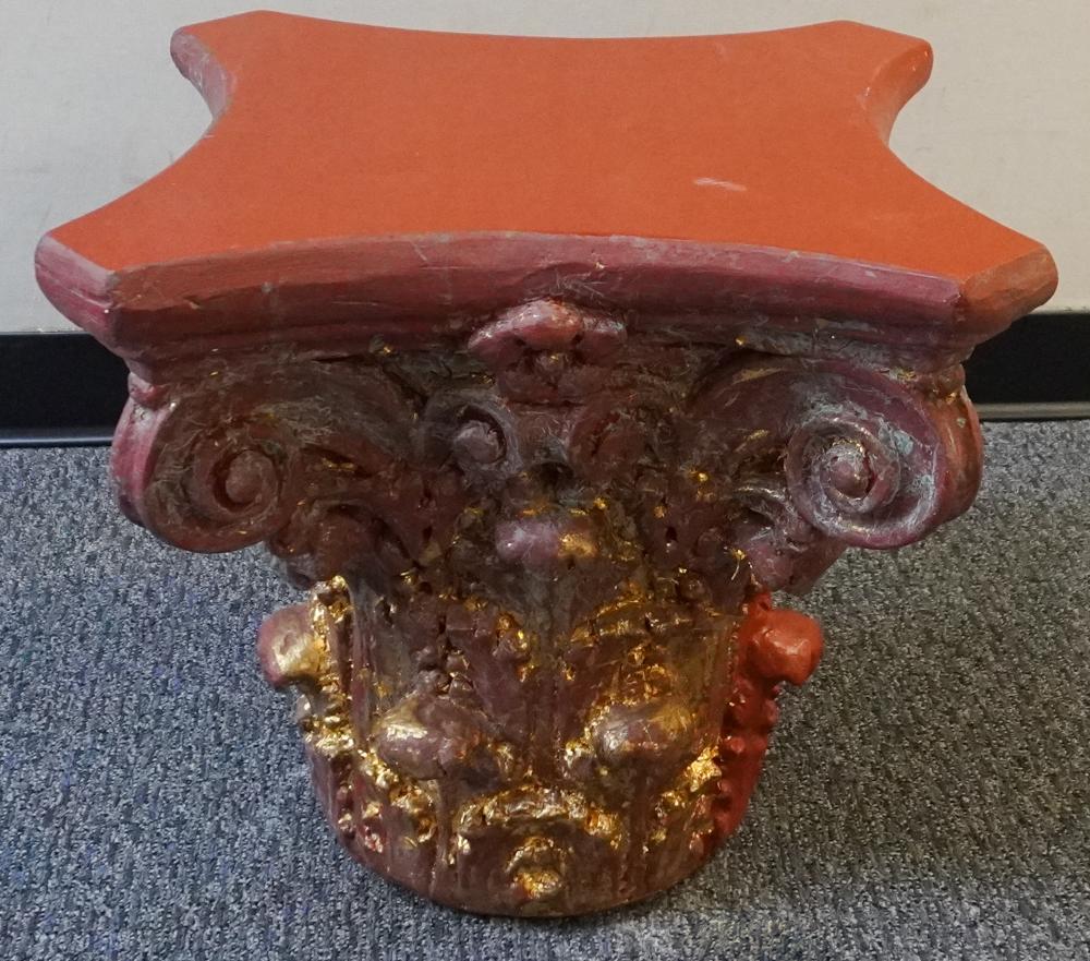 PARCEL GILT AND RED PAINTED CORINTHIAN