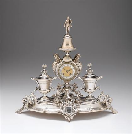 French silver inkstand clock 4a728