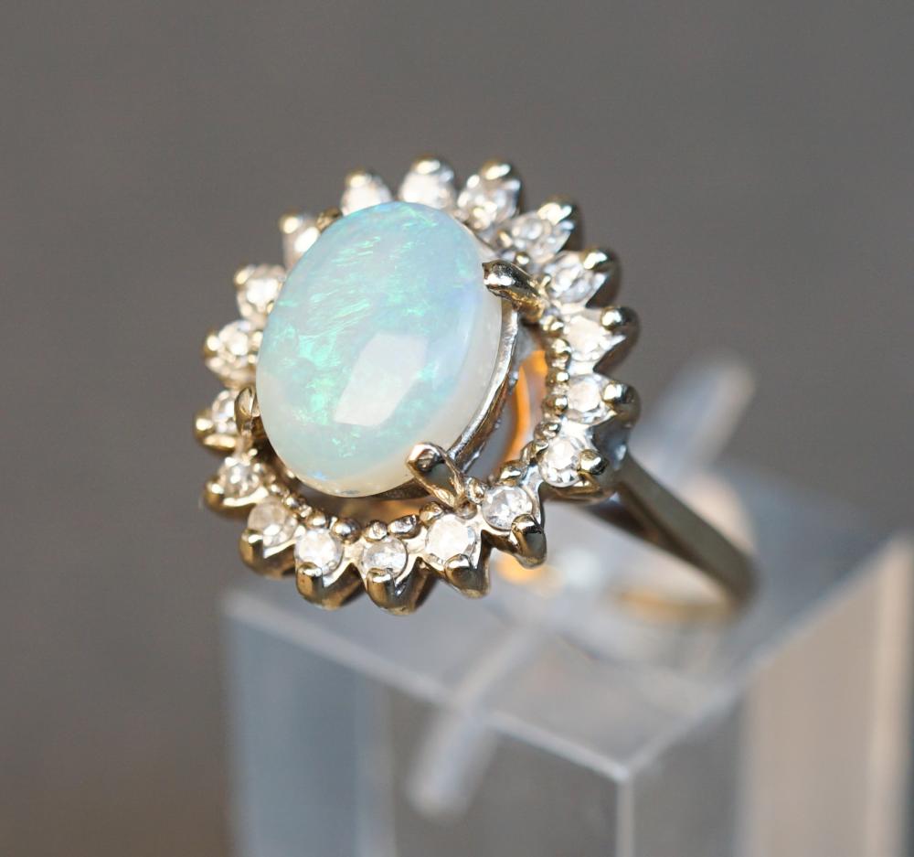 14-KARAT WHITE-GOLD, OPAL AND DIAMOND