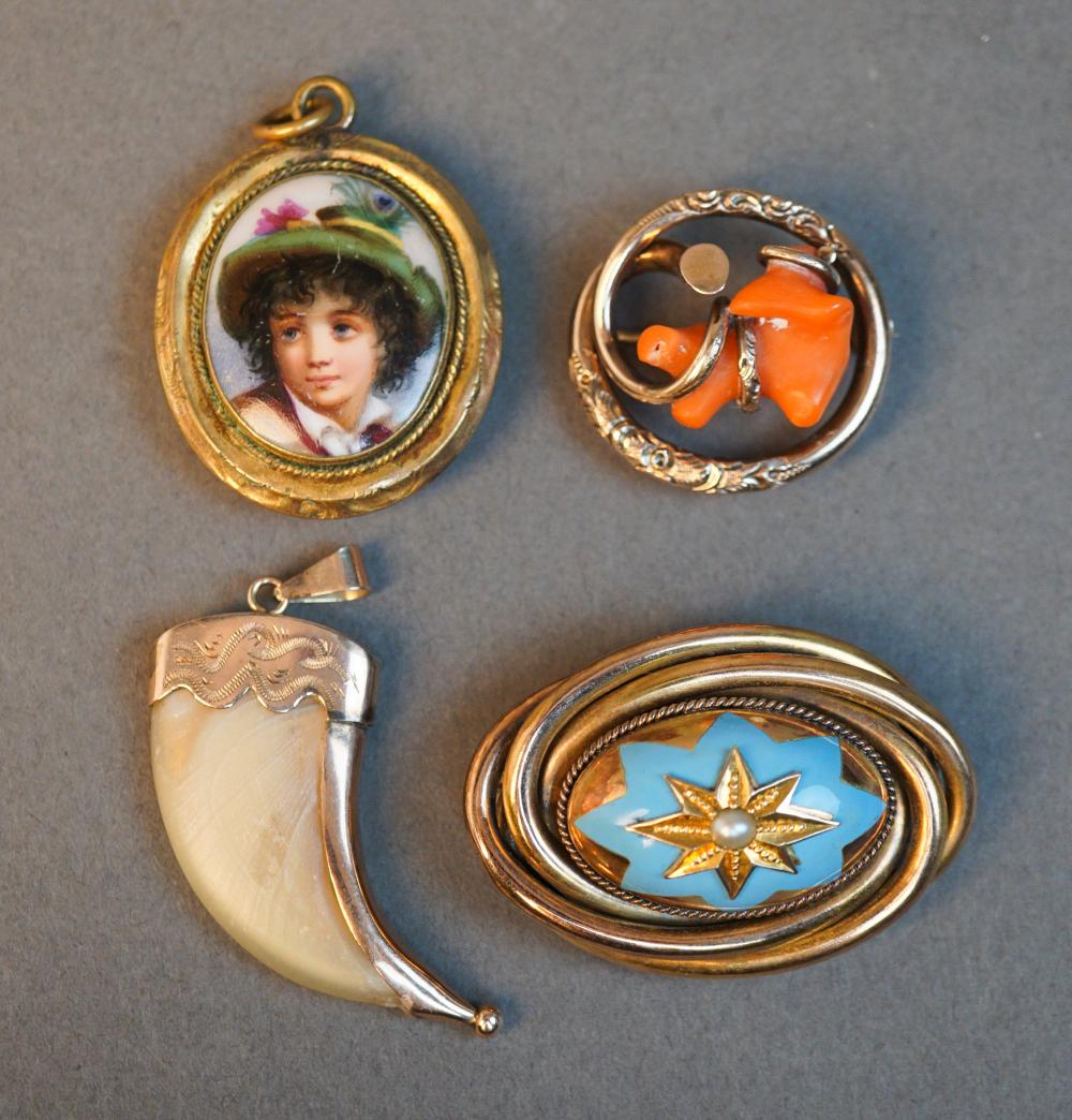 THREE VICTORIAN GOLD-FILLED BROOCHES