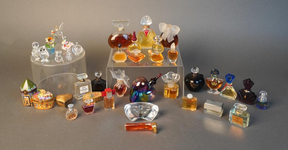 COLLECTION OF MOSTLY GLASS, PERFUMES