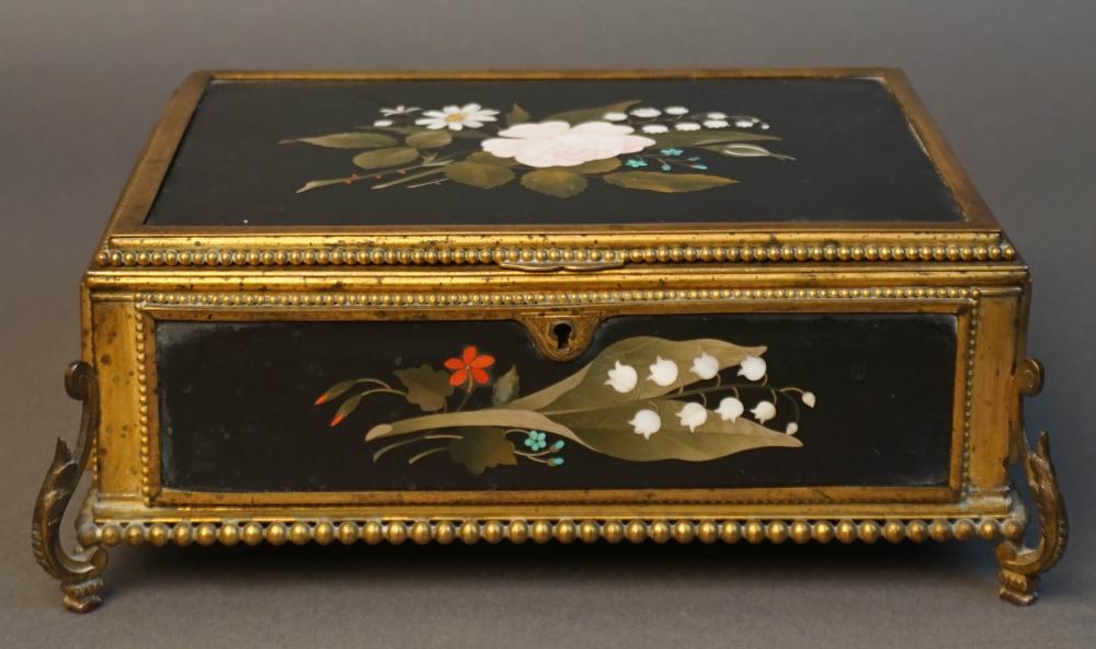 ITALIAN PIETRA DURA AND BRASS HINGED 2e88f3