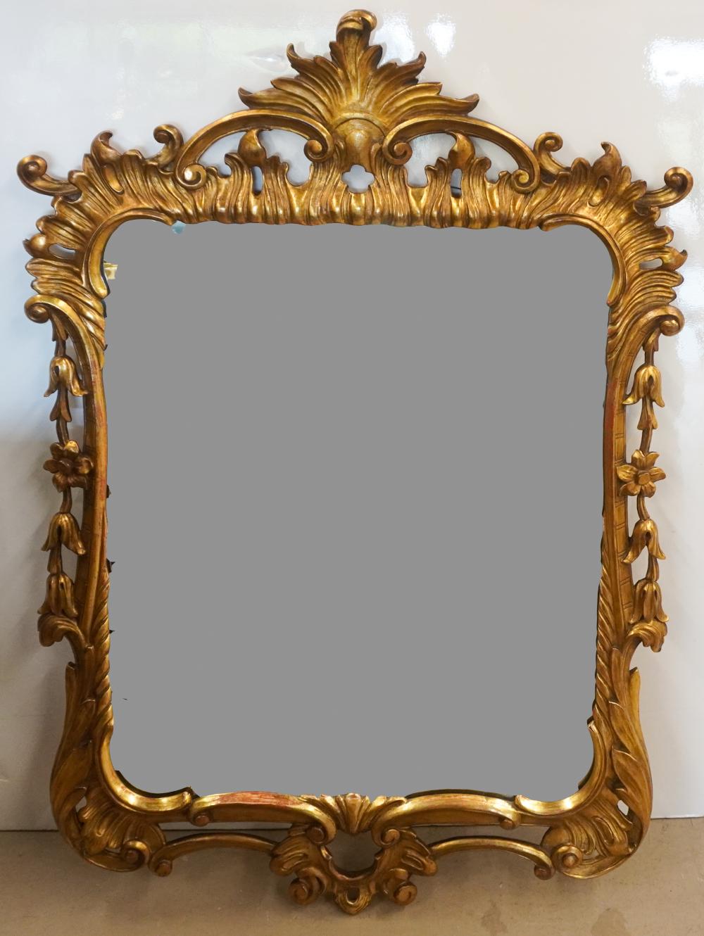 QUEEN ANNE STYLE GILT FRAME MIRROR,