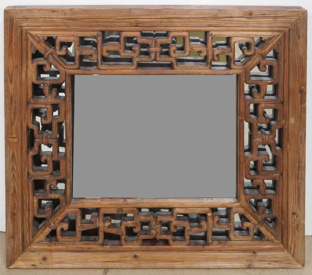 CHINESE CARVED HARDWOOD MIRROR  2e8939