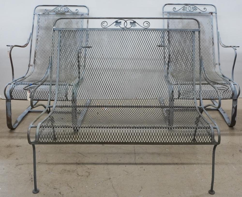 PAIR GRAY PAINTED WROUGHT IRON