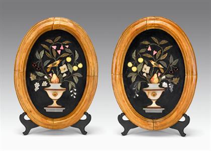 Pair of oval pietra dura plaques 4a764