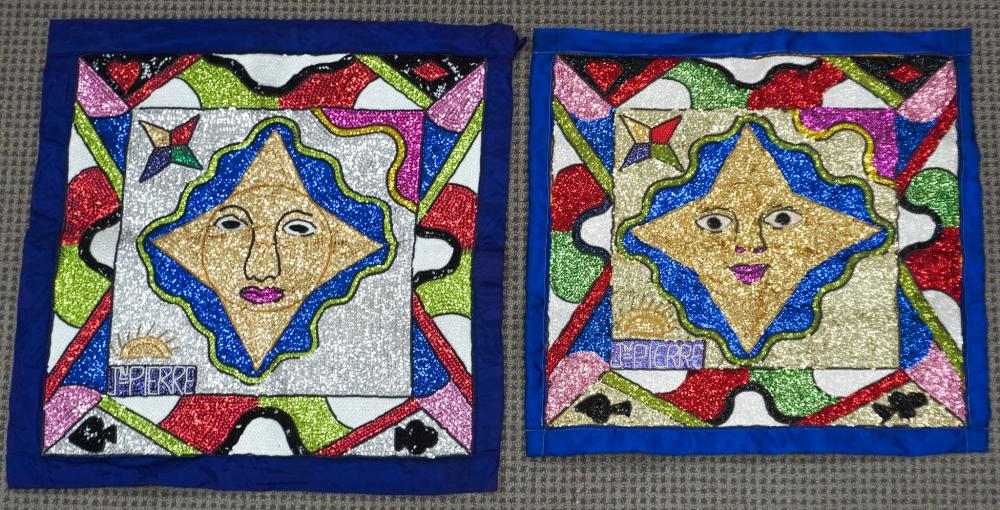 TWO HAITIAN FOLK ART BEADED EMBROIDERIES 2e89f8