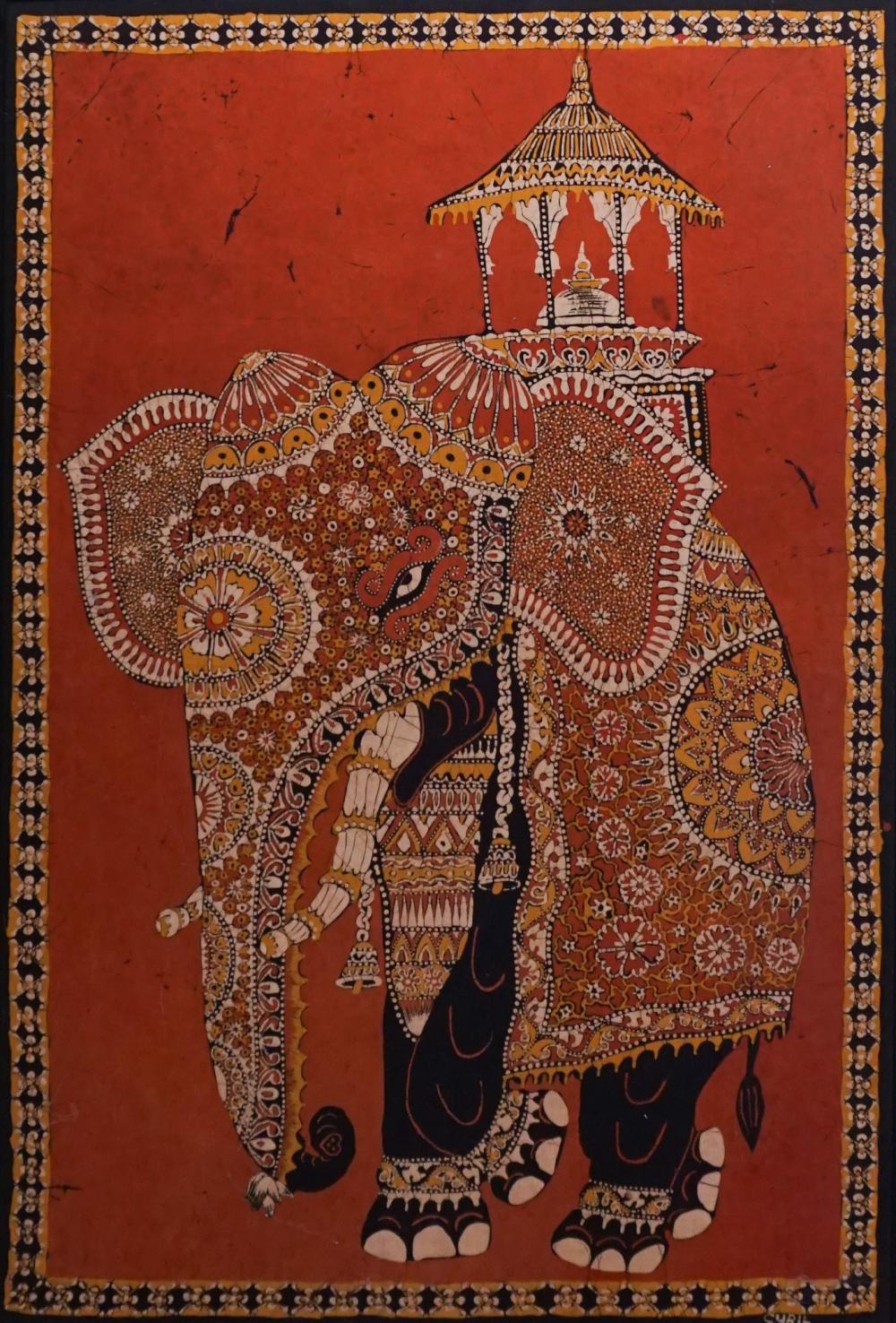 INDIAN BATIK ELEPHANT WITH TRAPPING,
