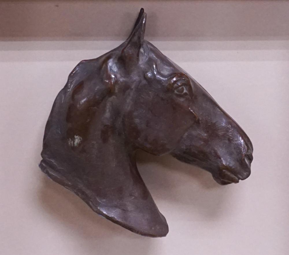 PATINATED METAL HEAD OF A HORSE,