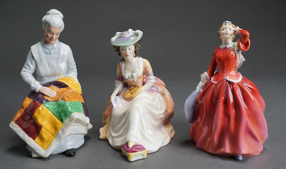 THREE ROYAL DOULTON PORCELAIN FIGURINES,