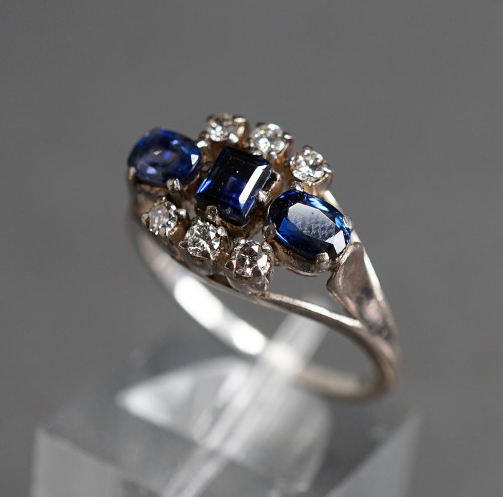 SILVER, BLUE SAPPHIRE AND DIAMOND