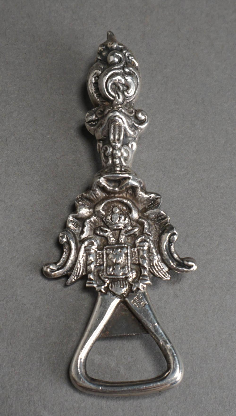 STERLING SILVER HERALDIC BOTTLE OPENER,