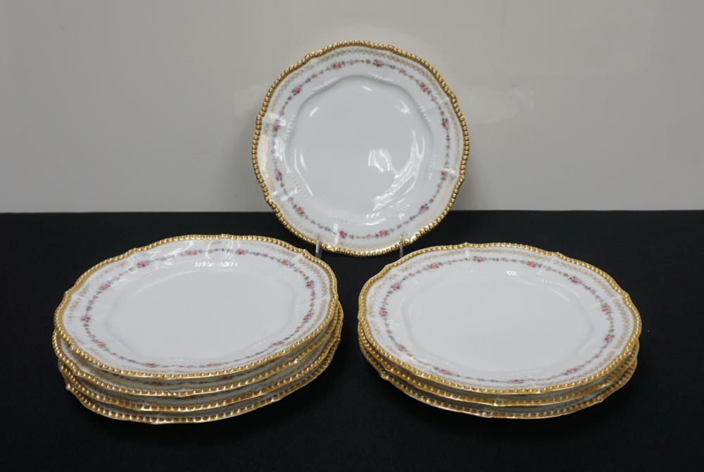 SET OF EIGHT FRENCH FLORAL AND GILT