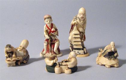 Five Japanese ivory and polychrome 4a39c