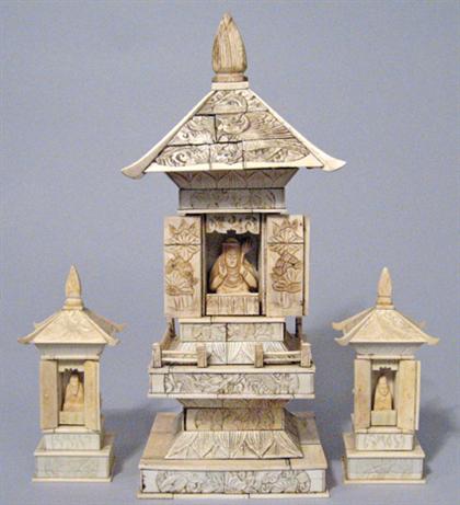 Three piece ivory shrines early 4a39f