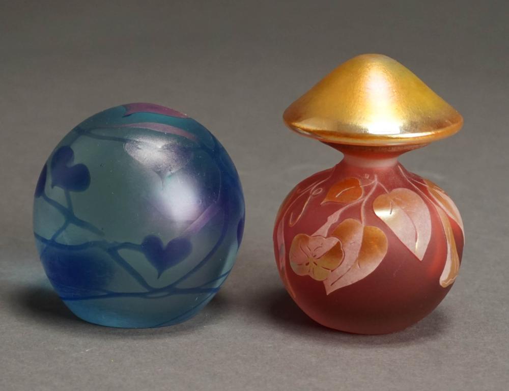 ART GLASS PERFUME AND A PAPERWEIGHT  2e643e